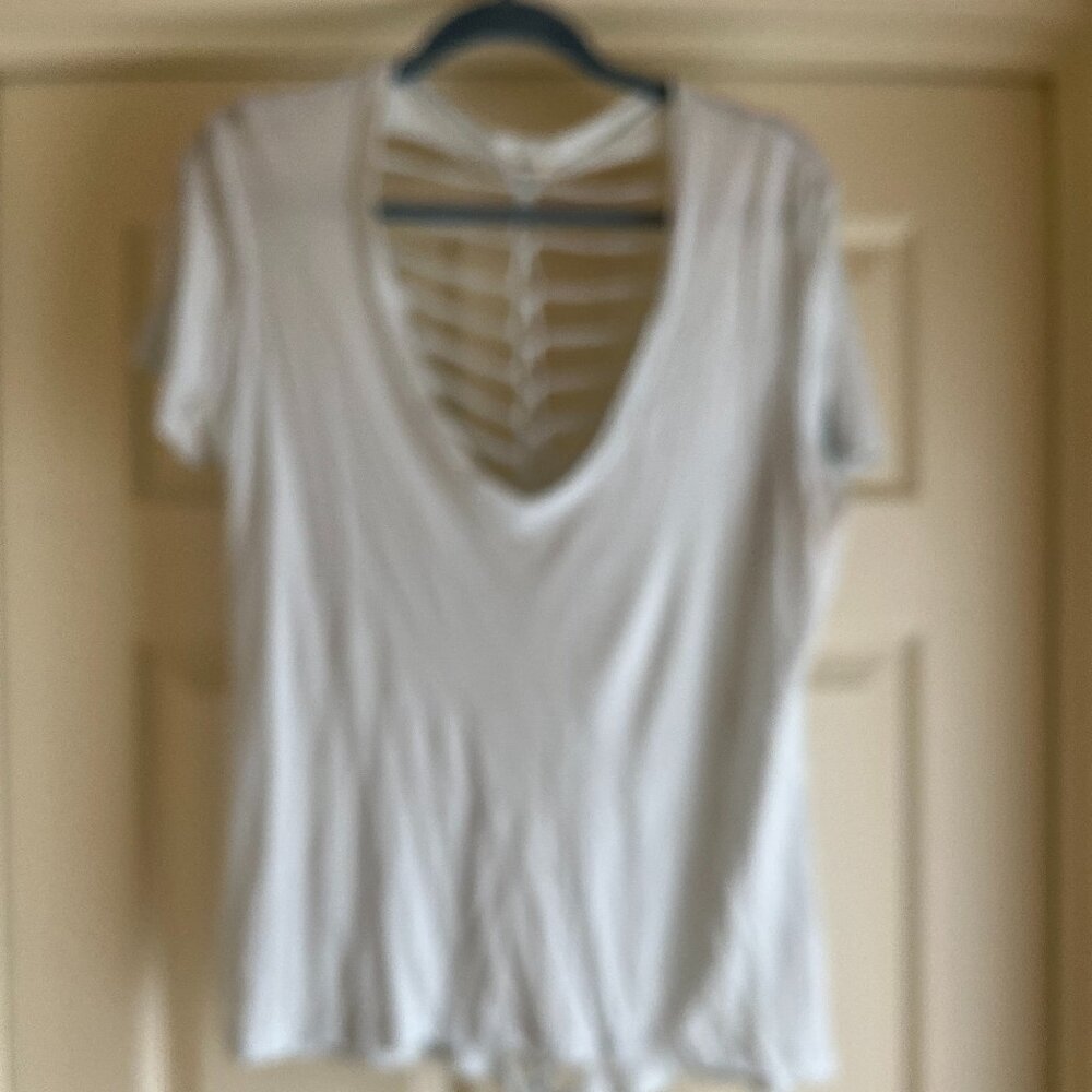 Monrow Light Blue Cut-Out Tee Shirt.  Size Medium.